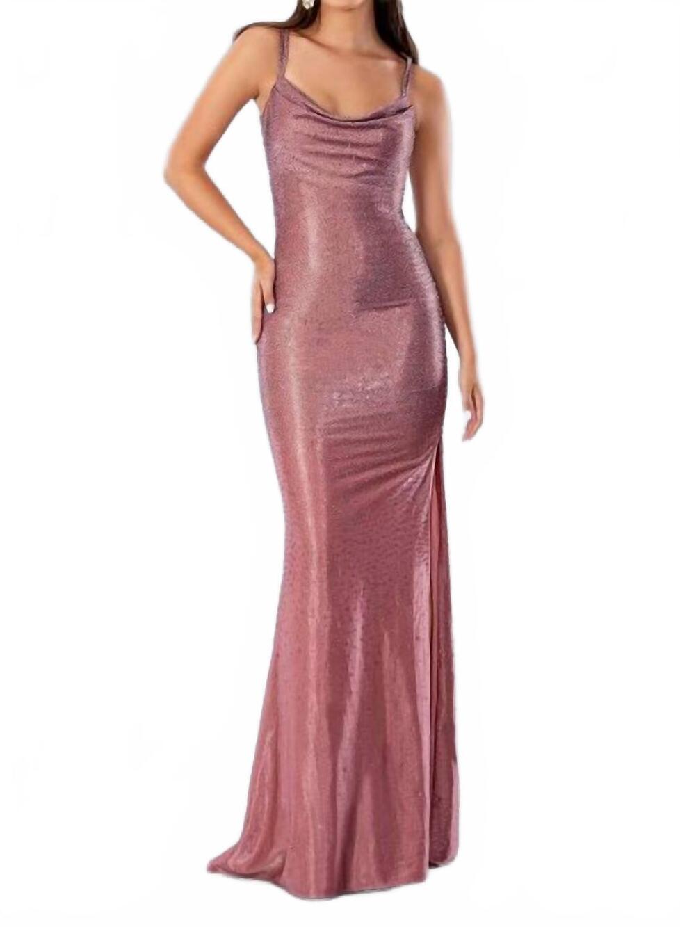 NEW STELLA COUTURE spaghetti strap open back gown in rose